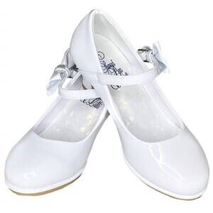 NEW LITO girl's pearl shoe with bow strap in white